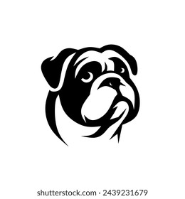 Silhouette of Bulldog vector illustration, design on white background for print