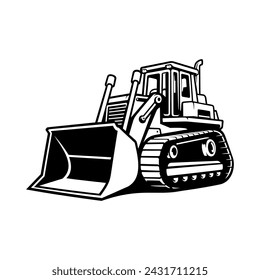 Silhouette of Bulldozer construction vehicle illustration vector