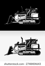 Silhouette bulldozer front loader side view