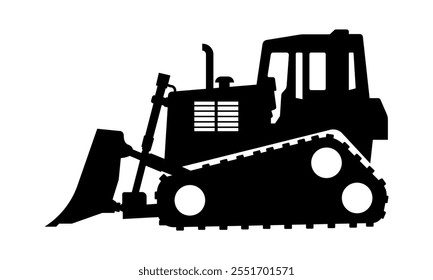 Silhueta do ícone Bulldozer em estilo plano. Ilustração de vetor