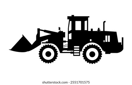 Silhueta do ícone Bulldozer em estilo plano. Ilustração de vetor