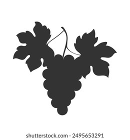 Silhouette of bunch of grapes, on  white background. Element design, logo, icon.