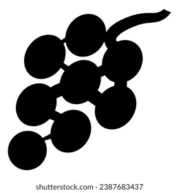 Silhouette of bunch of ripe grapes, element of Thanksgiving day festive table decoration. Bunch of grapes contour holiday symbol. Simple black shape vector icon isolated on white background
