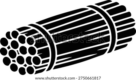 silhouette bundle of metal pipes or construction rods for industrial vector design