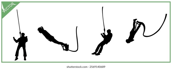 Silhouette of bungee jumping. Vector illustration design.