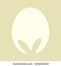 Silhouette of bunny ears and Easter egg on color background