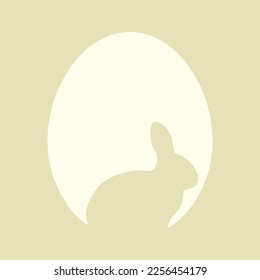 Silhouette von Hasen- und Osterei auf Farbhintergrund