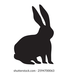 Silhouette of bunny. Vector design. Black color. Illustration.