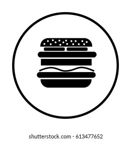 Silhouette of burger. Advertising food court and delivery. Isolated on white