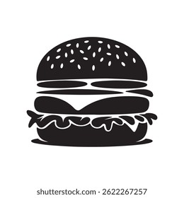 Una hamburguesa de silueta con fondo blanco  