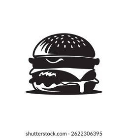  a silhouette burger with white background  with vector design