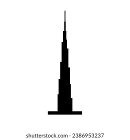 Silhouette of Burj Khalifa isolated on white. Vector illustration