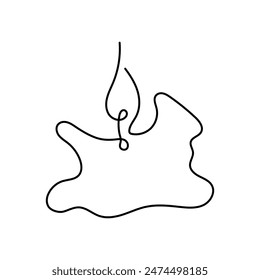 Silhouette of burning aroma candle. Cozy interior decor elements one line art. Continuous line drawing of comfort theme