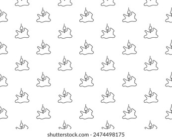 Silhouette of burning aroma candle seamless pattern. Cozy background decor one line art