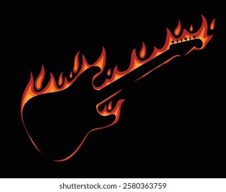 The silhouette of burning electric guitar.