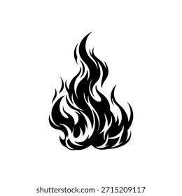 Silhouette eines brennenden Feuervektors mit weißem Hintergrund