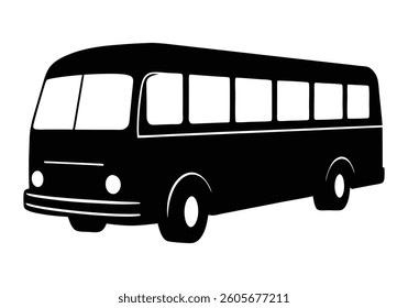 a silhouette bus in white background