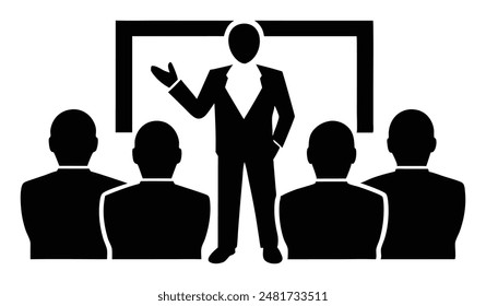 Silhouette of Business Figure Leading a Workshop