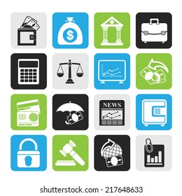 Silhouette Business, finance and bank icons - vector icon set