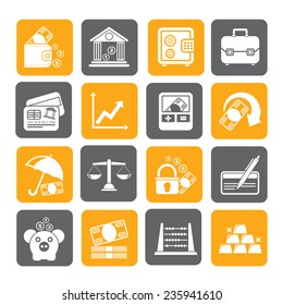 Silhouette Business, finance and bank icons - vector icon set