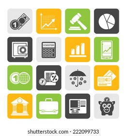 Silhouette Business and finance icons - vector icon set