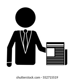 silhouette business man document work office