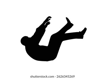 Silhouette of Business Man Falling Isolated on White. People and dangerous situations at work vector art