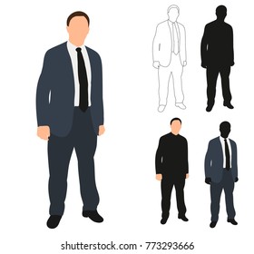 Silhouette Business Man Flat Style Stock Vector (Royalty Free ...