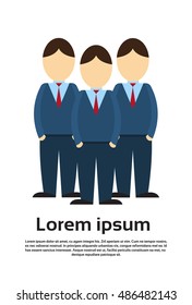 Silhouette Business Man Group Full Length Flat Vector Illustration