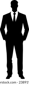 Silhouette of a business man hands in pocket - with clipping path