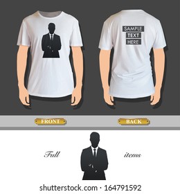 Silhouette of business man with his arms crossed. Vector design. 