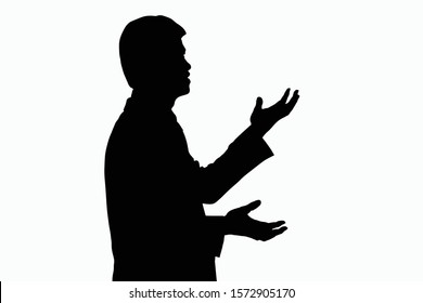 Silhouette Business man in never mind action or unhappy isolated on white background  