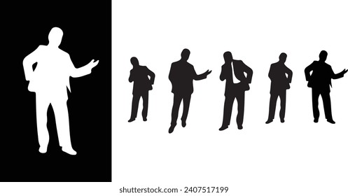 Silhouette Business Man. Silhouettes of people various styles. Set of silhouette 