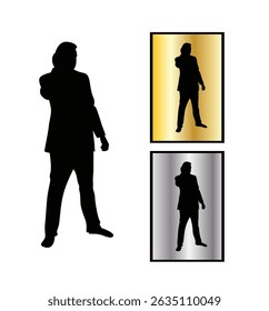 Silhouette of Business Man Talking on the Phone Isolated on White. People and technology activities vector art