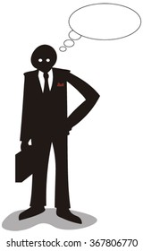 Silhouette of a Business Man Thinking.