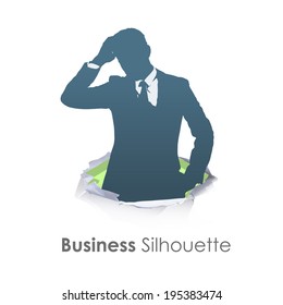 Silhouette of business man thinking isolated. Vector design. 