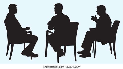 Silhouette of Business Men Having Discussion