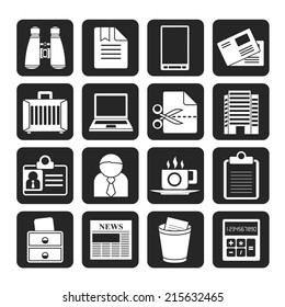 Silhouette Business and office elements icons - vector icon set