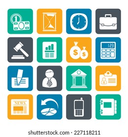 Silhouette Business, Office and Finance Icons - Vector Icon Set