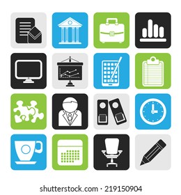 Silhouette Business and office icons - vector icon set