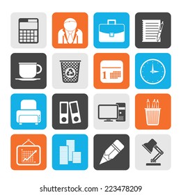 Silhouette Business and office icons - vector icon set