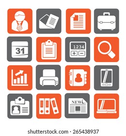 Silhouette Business and office icons - vector icon set