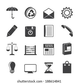 Silhouette Business and Office internet Icons - Vector icon Set