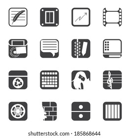 Silhouette Business, Office and Mobile phone icons - Vector Icon Set