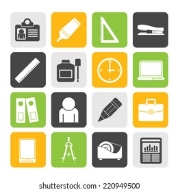 Silhouette Business and office objects icons - vector icon set
