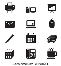 silhouette Business office tools icon set