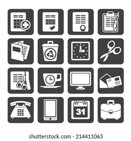 Silhouette Business and office tools icons - vector icon set