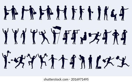 Silhouette of business people - Businessmen and businesswomen in silhouette illustration, working and doing various poses. Corporate design elements concept, vector format