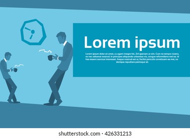 Silhouette Business People With Cup Coffee Break Concept Flat Vector Illustration