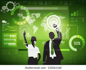 Silhouette Business People with Financial Concept